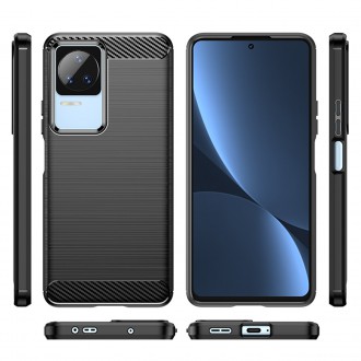 Carbon Case pro Xiaomi Poco F4 5G flexibilní silikonový karbonový kryt černý