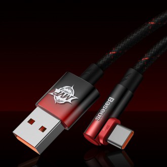 Baseus MVP 2 Koleno Pravoúhlý napájecí kabel s bočním USB / USB Typ C zástrčka 1m 100W 5A červený (CAVP000420)