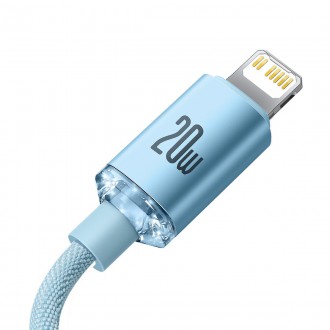 Baseus Crystal Shine Series USB Typ C - Lightning kabel rychlé nabíjení Napájení 20 W 1,2 m modrý (CAJY001303)