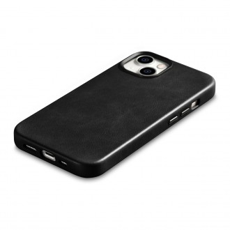 iCarer Oil Wax Premium Leather Case iPhone 14 Magnetic Leather Case with MagSafe Black (WMI14220701-BK)