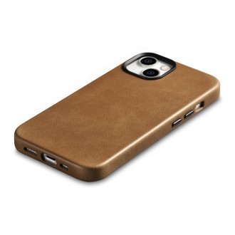 iCarer Oil Wax Premium Leather Case magnetic leather iPhone 14 case with MagSafe brown (WMI14220701-TN)