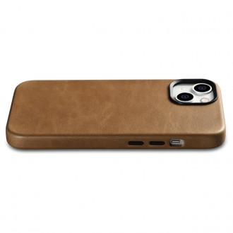 iCarer Oil Wax Premium Leather Case magnetic leather iPhone 14 case with MagSafe brown (WMI14220701-TN)