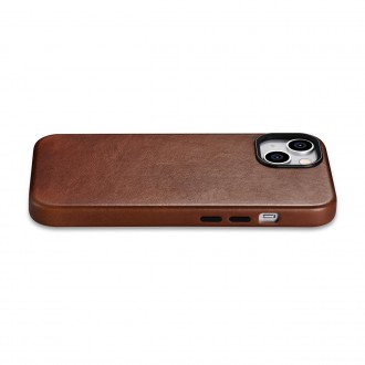 iCarer Oil Wax Premium Leather Case magnetic leather case iPhone 14 with MagSafe brown (WMI14220701-RB)