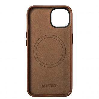 iCarer Oil Wax Premium Leather Case magnetic leather case iPhone 14 with MagSafe brown (WMI14220701-RB)