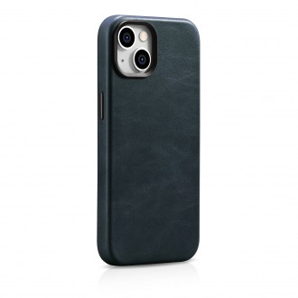 iCarer Oil Wax Premium Leather Case iPhone 14 Magnetic Leather Case with MagSafe Dark Blue (WMI14220701-BU)