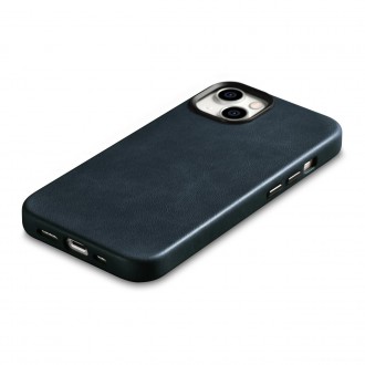 iCarer Oil Wax Premium Leather Case iPhone 14 Magnetic Leather Case with MagSafe Dark Blue (WMI14220701-BU)