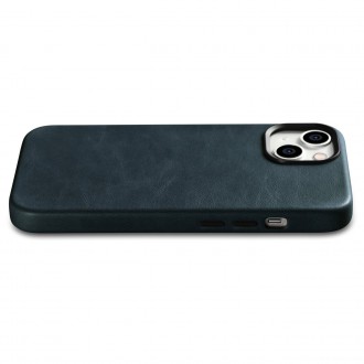 iCarer Oil Wax Premium Leather Case iPhone 14 Magnetic Leather Case with MagSafe Dark Blue (WMI14220701-BU)