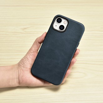 iCarer Oil Wax Premium Leather Case iPhone 14 Magnetic Leather Case with MagSafe Dark Blue (WMI14220701-BU)