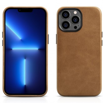 iCarer Oil Wax Premium Leather Case iPhone 14 Pro magnetic leather case with MagSafe brown (WMI14220702-TN)