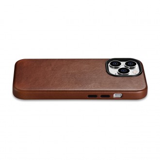 iCarer Oil Wax Premium Leather Case iPhone 14 Pro magnetic leather case with MagSafe brown (WMI14220702-RB)