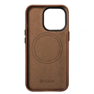 iCarer Oil Wax Premium Leather Case iPhone 14 Pro magnetic leather case with MagSafe brown (WMI14220702-RB)