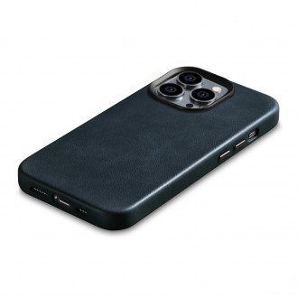 iCarer Oil Wax Premium Leather Case iPhone 14 Pro Magnetic Leather Case with MagSafe Dark Blue (WMI14220702-BU)