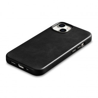 iCarer Oil Wax Premium Leather Case iPhone 14 Plus Magnetic Leather Case with MagSafe Black (WMI14220703-BK)