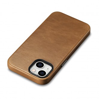 iCarer Oil Wax Premium Leather Case iPhone 14 Plus Magnetic Leather Case with MagSafe Brown (WMI14220703-TN)