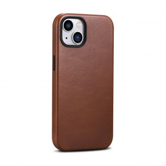 iCarer Oil Wax Premium Leather Case iPhone 14 Plus Magnetic Leather Case with MagSafe Brown (WMI14220703-RB)