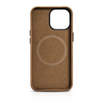 iCarer Oil Wax Premium Leather Case iPhone 14 Pro Max Magnetic Leather Case with MagSafe Brown (WMI14220704-TN)