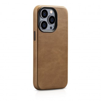 iCarer Oil Wax Premium Leather Case iPhone 14 Pro Max Magnetic Leather Case with MagSafe Brown (WMI14220704-TN)