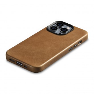 iCarer Oil Wax Premium Leather Case iPhone 14 Pro Max Magnetic Leather Case with MagSafe Brown (WMI14220704-TN)