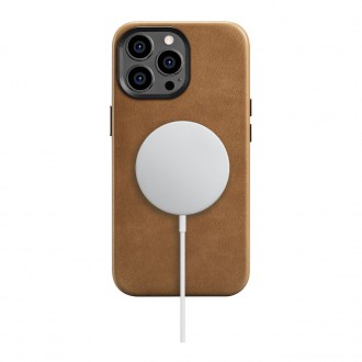 iCarer Oil Wax Premium Leather Case iPhone 14 Pro Max Magnetic Leather Case with MagSafe Brown (WMI14220704-TN)