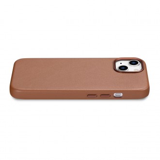 iCarer Case Leather Case Cover for iPhone 14 Brown (WMI14220705-BN) (MagSafe Compatible)