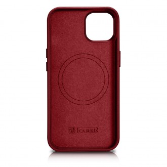 iCarer Case Leather cover case made of genuine leather for iPhone 14 red (WMI14220705-RD) (compatible with MagSafe)