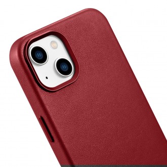 iCarer Case Leather cover case made of genuine leather for iPhone 14 red (WMI14220705-RD) (compatible with MagSafe)