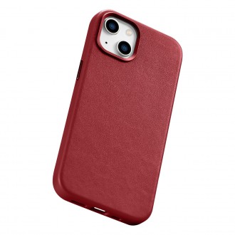 iCarer Case Leather cover case made of genuine leather for iPhone 14 red (WMI14220705-RD) (compatible with MagSafe)