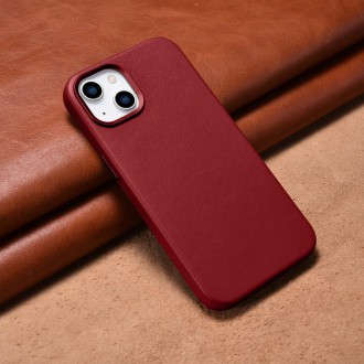 iCarer Case Leather cover case made of genuine leather for iPhone 14 red (WMI14220705-RD) (compatible with MagSafe)