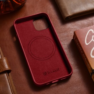 iCarer Case Leather cover case made of genuine leather for iPhone 14 red (WMI14220705-RD) (compatible with MagSafe)