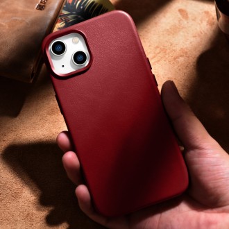 iCarer Case Leather cover case made of genuine leather for iPhone 14 red (WMI14220705-RD) (compatible with MagSafe)