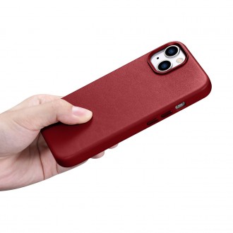 iCarer Case Leather cover case made of genuine leather for iPhone 14 red (WMI14220705-RD) (compatible with MagSafe)