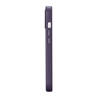 iCarer Case Leather Cover Case for iPhone 14 Dark Purple (WMI14220705-DP) (MagSafe Compatible)