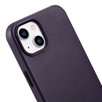 iCarer Case Leather Cover Case for iPhone 14 Dark Purple (WMI14220705-DP) (MagSafe Compatible)