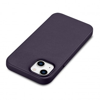 iCarer Case Leather Cover Case for iPhone 14 Dark Purple (WMI14220705-DP) (MagSafe Compatible)