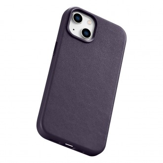 iCarer Case Leather Cover Case for iPhone 14 Dark Purple (WMI14220705-DP) (MagSafe Compatible)