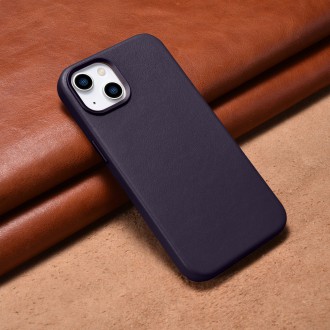 iCarer Case Leather Cover Case for iPhone 14 Dark Purple (WMI14220705-DP) (MagSafe Compatible)