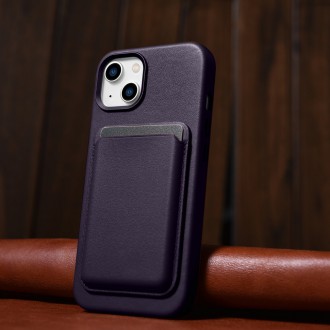 iCarer Case Leather Cover Case for iPhone 14 Dark Purple (WMI14220705-DP) (MagSafe Compatible)