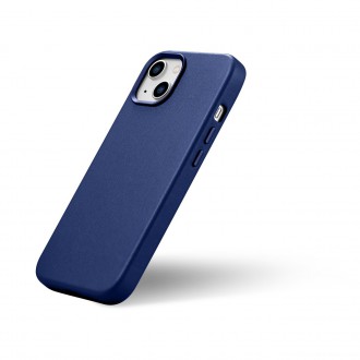 iCarer Case Leather cover for iPhone 14 case made of natural leather blue (WMI14220705-BU) (MagSafe compatible)