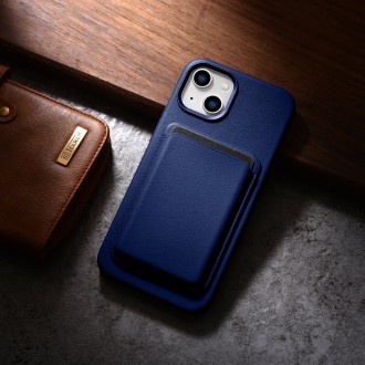 iCarer Case Leather cover for iPhone 14 case made of natural leather blue (WMI14220705-BU) (MagSafe compatible)