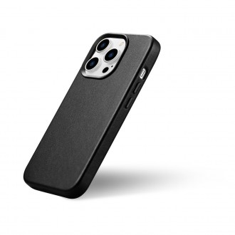 iCarer Case Leather Cover Genuine Leather Case for iPhone 14 Pro black (WMI14220706-BK) (MagSafe Compatible)