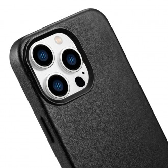 iCarer Case Leather Cover Genuine Leather Case for iPhone 14 Pro black (WMI14220706-BK) (MagSafe Compatible)