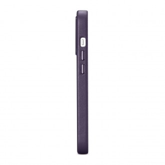 iCarer Case Leather Cover Genuine Leather Case for iPhone 14 Pro Dark Purple (WMI14220706-DP) (MagSafe Compatible)