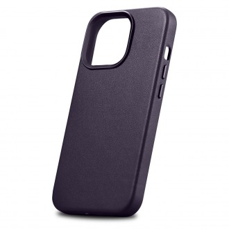 iCarer Case Leather Cover Genuine Leather Case for iPhone 14 Pro Dark Purple (WMI14220706-DP) (MagSafe Compatible)