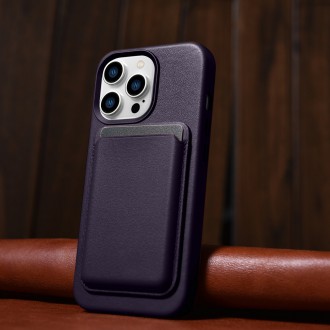 iCarer Case Leather Cover Genuine Leather Case for iPhone 14 Pro Dark Purple (WMI14220706-DP) (MagSafe Compatible)