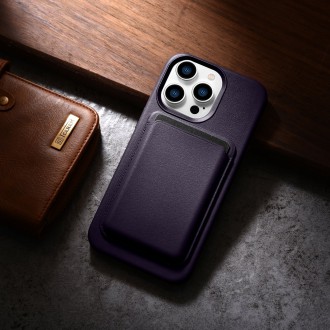 iCarer Case Leather Cover Genuine Leather Case for iPhone 14 Pro Dark Purple (WMI14220706-DP) (MagSafe Compatible)