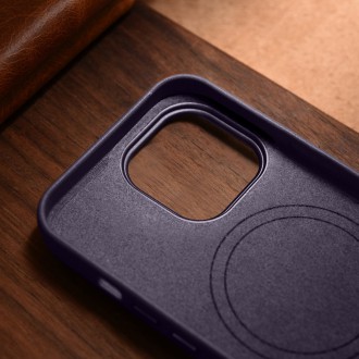 iCarer Case Leather Cover Genuine Leather Case for iPhone 14 Pro Dark Purple (WMI14220706-DP) (MagSafe Compatible)