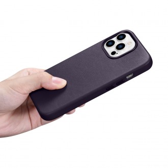 iCarer Case Leather Cover Genuine Leather Case for iPhone 14 Pro Dark Purple (WMI14220706-DP) (MagSafe Compatible)