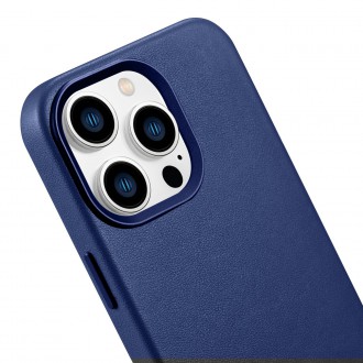 iCarer Case Leather Case Cover for iPhone 14 Pro Blue (WMI14220706-BU) (MagSafe Compatible)