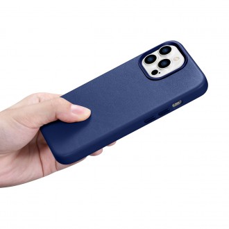 iCarer Case Leather Case Cover for iPhone 14 Pro Blue (WMI14220706-BU) (MagSafe Compatible)