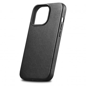 iCarer Case Leather Cover Genuine Leather Case for iPhone 14 Pro Max black (WMI14220708-BK) (MagSafe Compatible)
